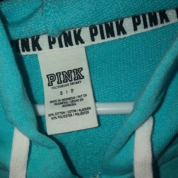 •PINK•TURQUOISE BLUE LOGO FULL ZIP HOODIE JACKET SIZE SMALL (EUC/LIKE NEW) - Picture 3 of 5